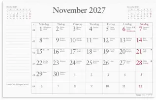 Kalender M&aring;nadsblock 240x152 mm 2027