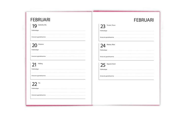 Födelsedagsbok inbunden rosa