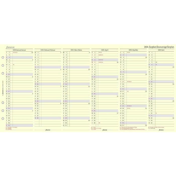Filofax Årsplan A5 2021
