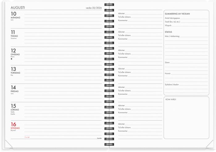 Kalender 2026 Träningskalendern A5