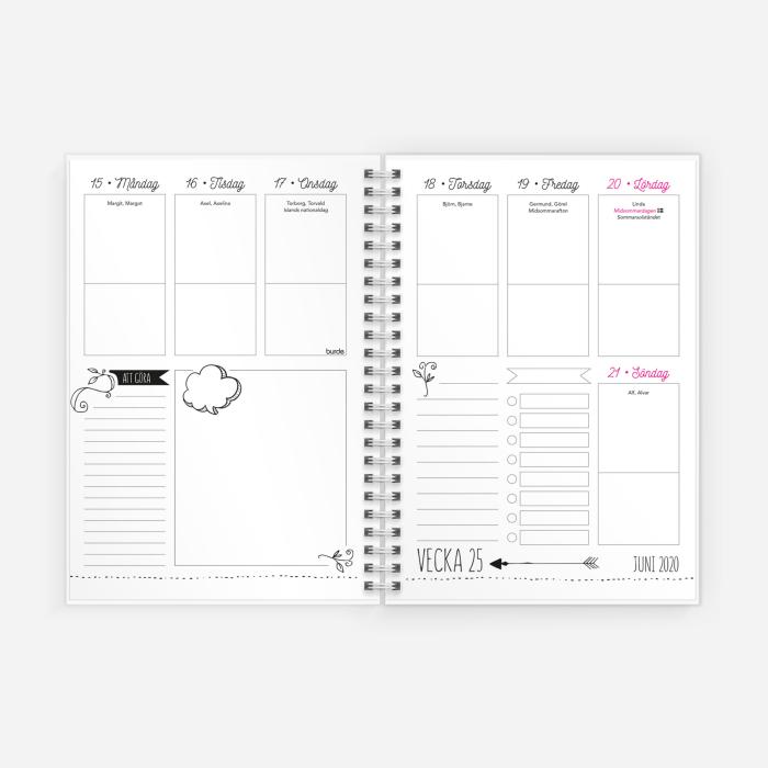 Burde Publishing AB Veckoplanering Doodle A5 2020-2021 - Kalenderkungen.se