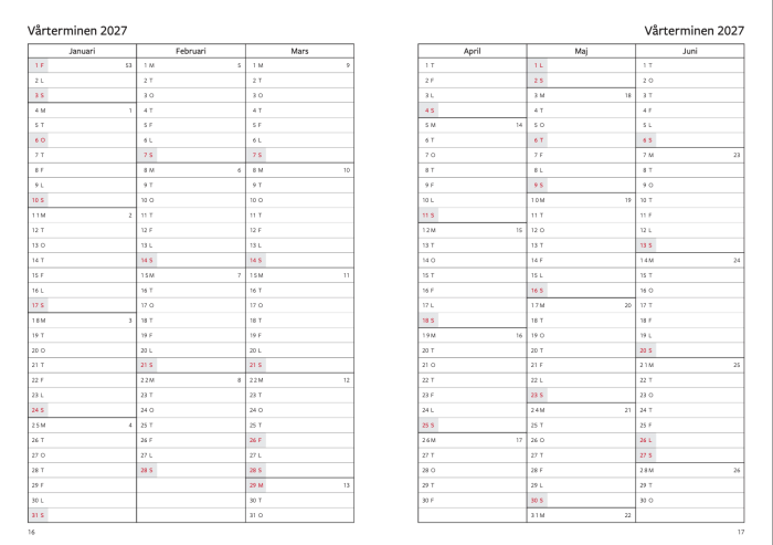 Stora lärarkalendern för ämneslärare 2026/2027