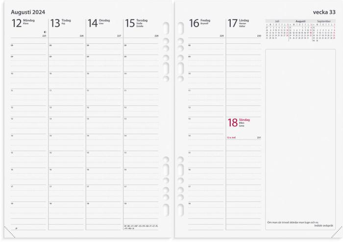 Business Systemkalender svart skinn 2024