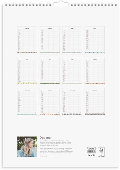 Familjekalender Illustrerad blomster 2026