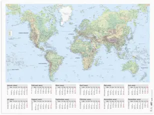 Kalender V&auml;ggblad V&auml;rldskarta 2027