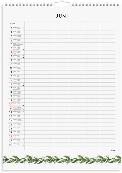 Familjekalender Illustrerad blomster 2026