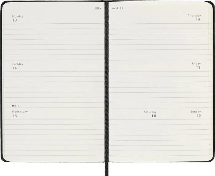 Moleskine Horizontal Weekly Black Hard pocket 25/26 