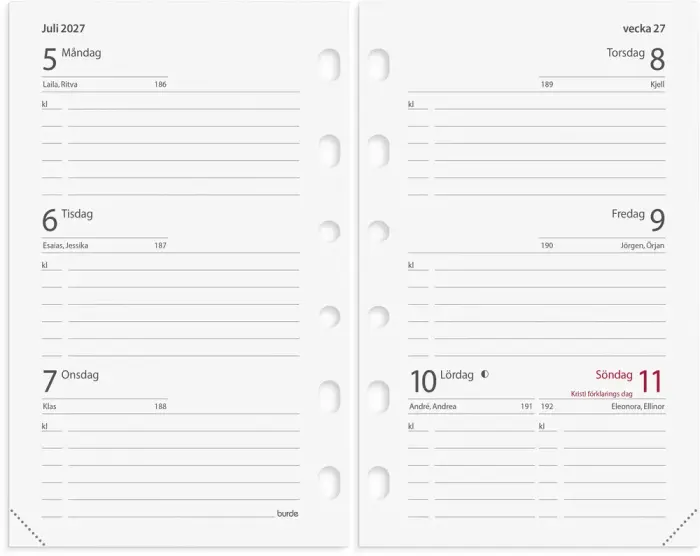 Compact Systemkalender svart skinn 2027