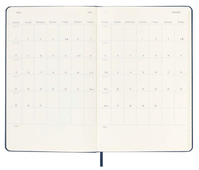 Moleskine Veckokalender L Saphire Blue Hard 2023-2024