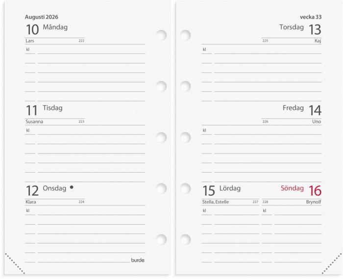 Mini Systemkalender svart skinn 2026