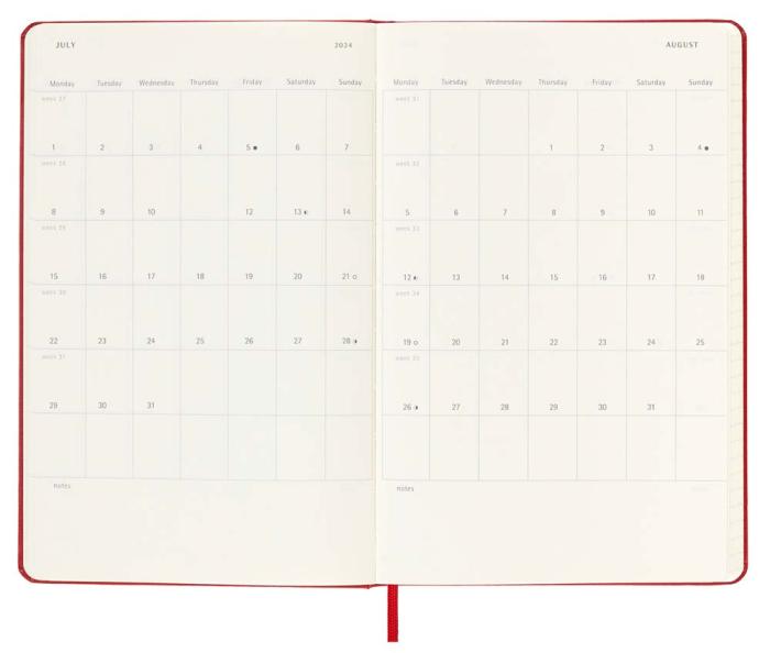 Moleskine Veckokalender L Red Hard 2023-2024
