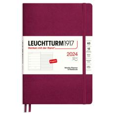 Leuchtturm1917 A5 vecka/notes Soft Port Red 2024 