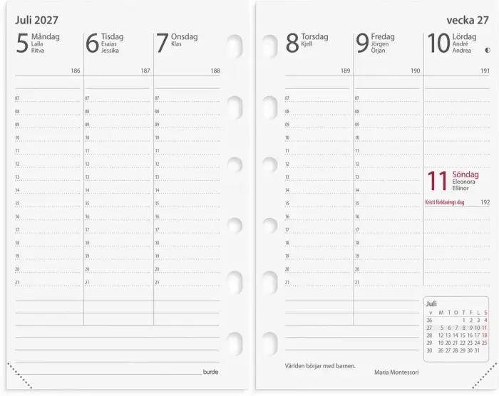Compact Systemkalender svart konstläder 2027