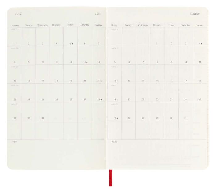 Moleskine Veckokalender L Soft röd 23/24
