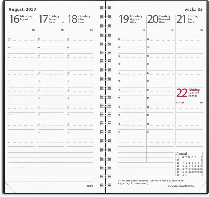 Fickkalender Interplano II svart plast 2027