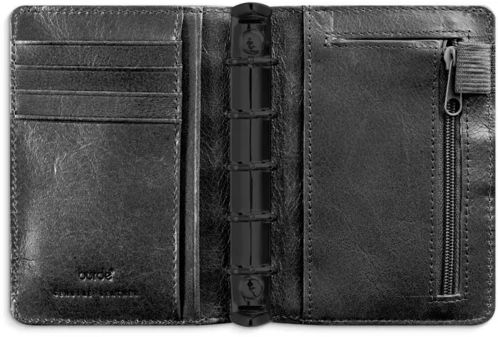Mini Systemkalender svart skinn 2027