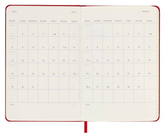 Moleskine Veckokalender Pkt Hard 23/24 Röd