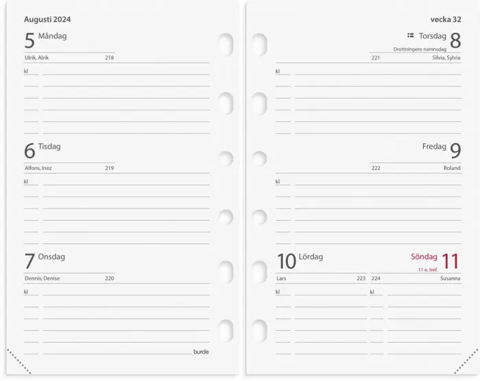 Compact Systemkalender svart konstläder 2024