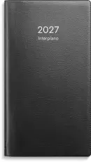 Fickkalender Interplano svart plast 2027