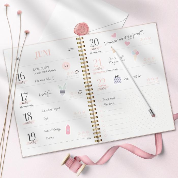 Life Planner Pink Horisontell 2024-2025