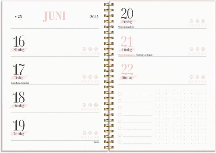 Life Planner Pink Horisontell 2024-2025
