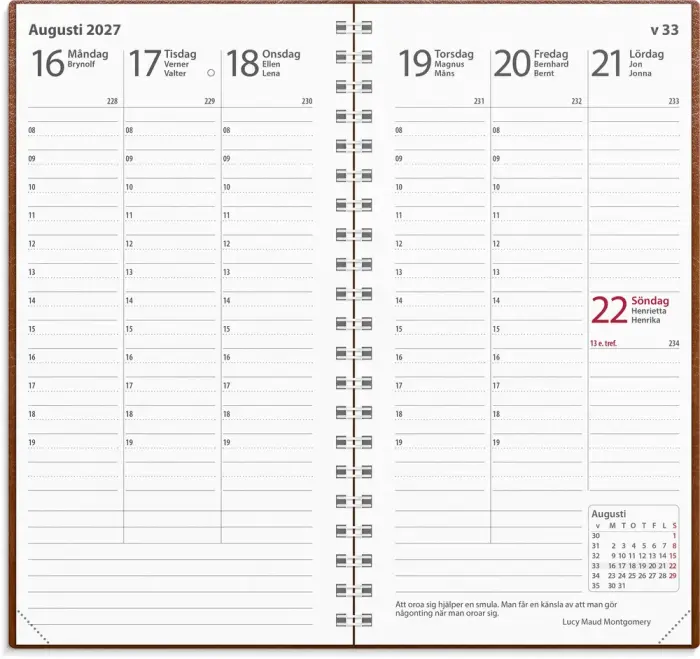 Fickkalender Interplano cognac konstläder 2027