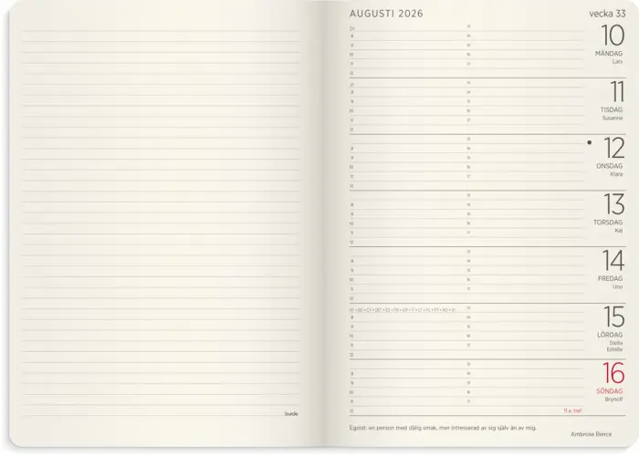 Stor Veckokalender Forma Deluxe svart 2026