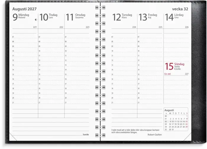 Fickkalender Prestige de Luxe svart skinn 2027