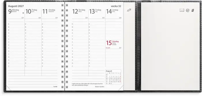 Fickkalender Prestige de Luxe svart skinn 2027