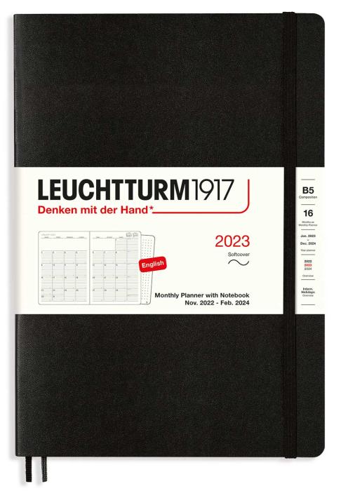 Leuchtturm1917 Leuchtturm1917 B5 Soft Månad/Uppslag 16m Black 2023 - Kalenderkungen.se