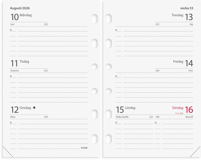 Compact Systemkalender svart skinn 2026