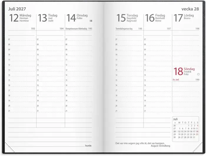 Fickkalender Prestige svart konstläder inbunden 2027