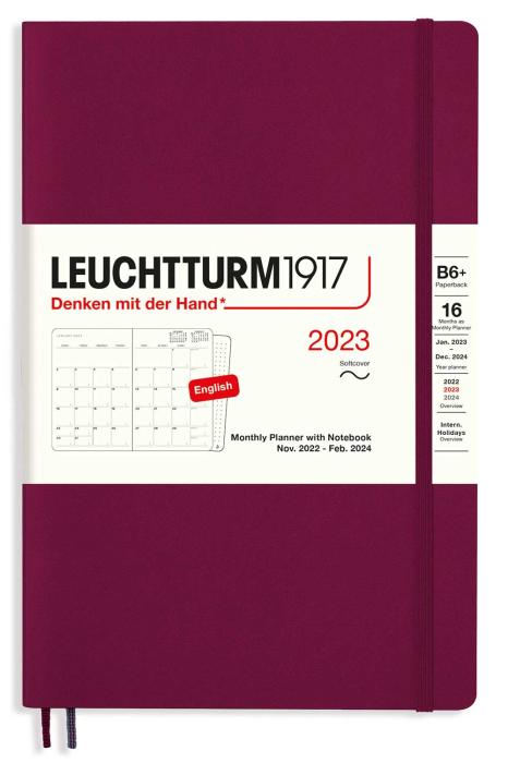 Leuchtturm1917 Leuchtturm1917 B6 Soft Månad/Uppslag 16m Port Red 2023 - Kalenderkungen.se