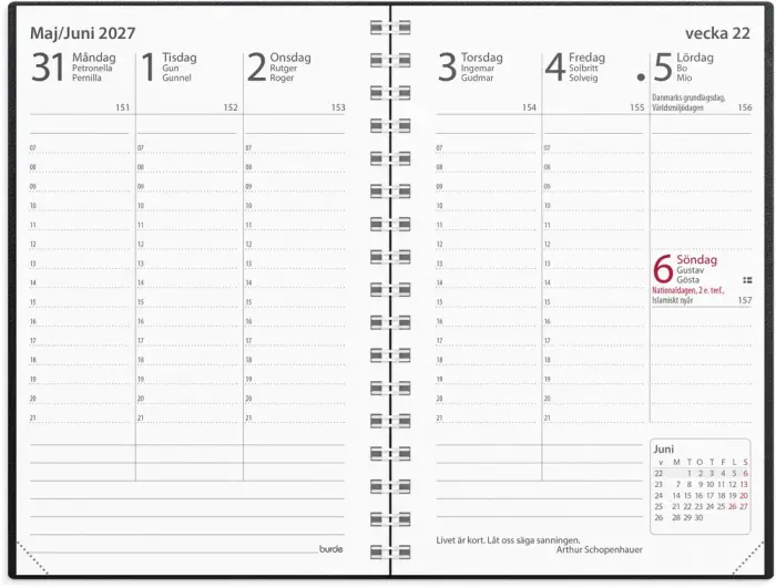 Fickkalender Prestige svart plast 2027
