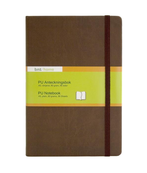 B.N.T PU Notebook A5 olinjerad Brun - Kalenderkungen.se