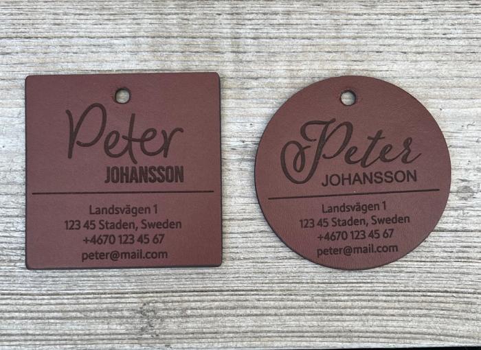 Personlig bagagetag i läder
