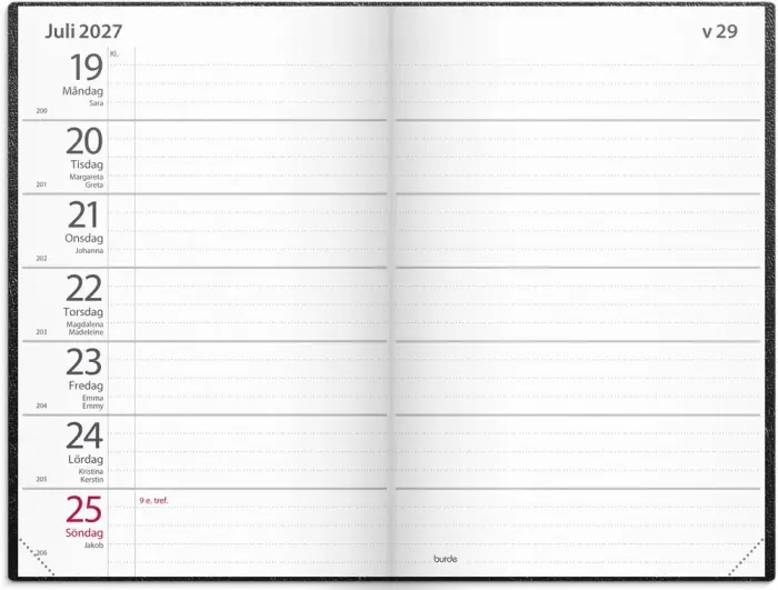 Fickagenda svart konstläder 2027