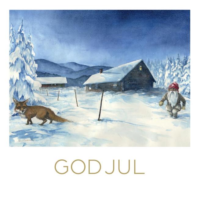 Julkort Cancerfonden 10-pack Tomte spanar/Tomte vid husgavel