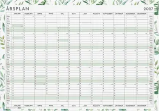 Kalender &Aring;rsplanering whiteboard 2027