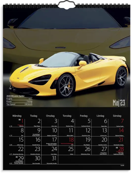 Väggkalender Bilar 2023