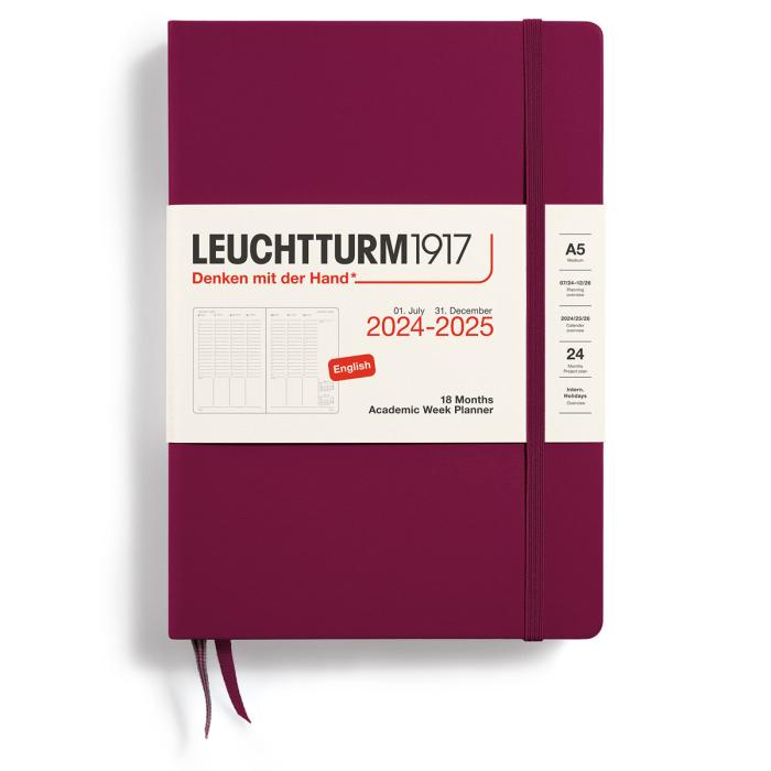 Week Planner hard 18m 24-25 A5 Port Red