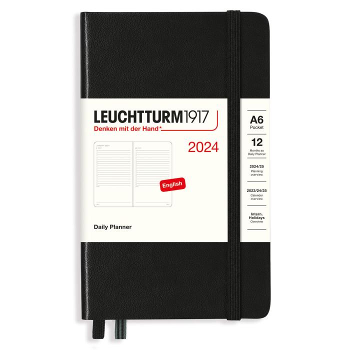Kalender Leuchtturm1917 A6 Dag/Sida Black 2024
