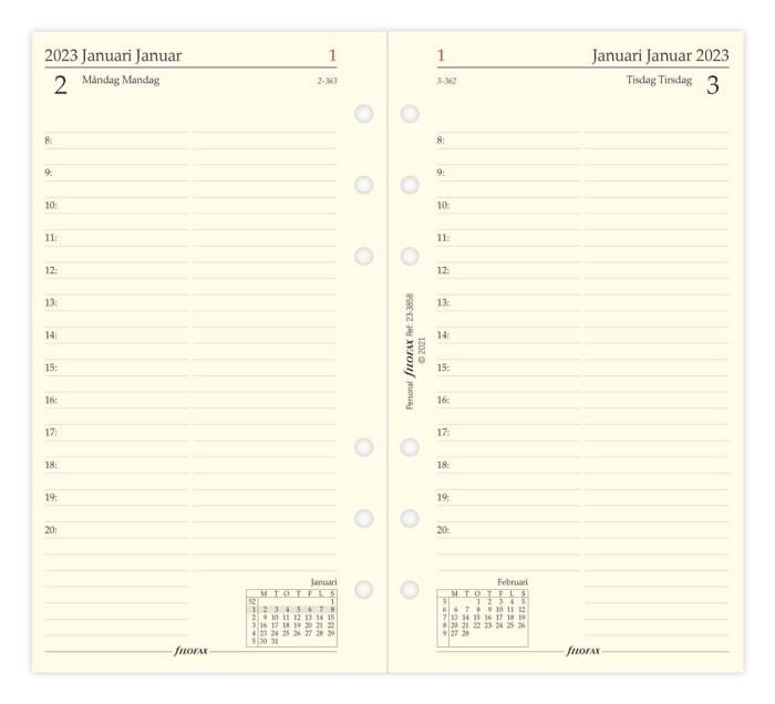 Filofax dagbok personal dag/sida 2023