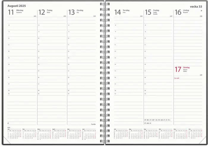 Weekly A5 beige konstläder Alba med slejf 2025