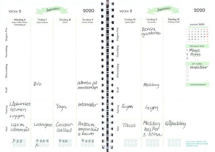 Burde Publishing AB Life Planner Fitness week A5 2020-2021 - Kalenderkungen.se