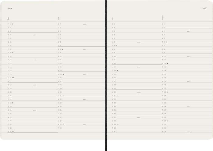Kalender Moleskine MonthNote Black Soft XL 2026