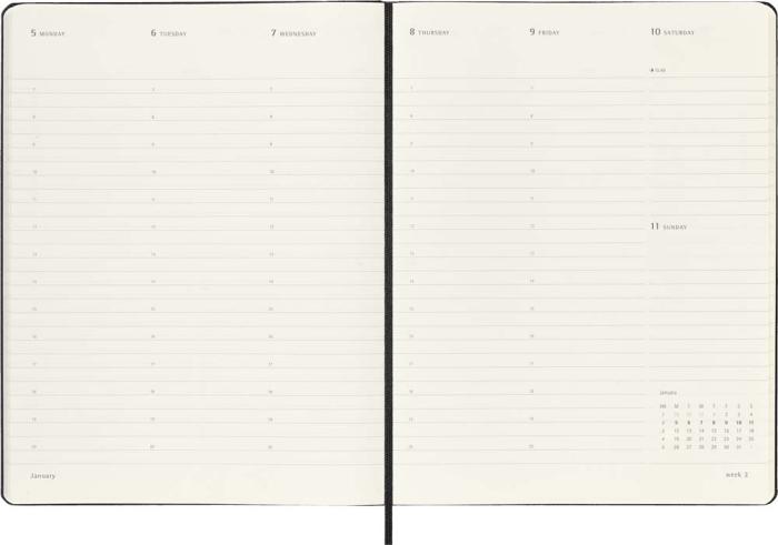 Kalender Moleskine Weekly Pro Vertical Svart hard XL 2026