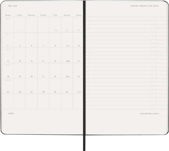 Kalender Moleskine Weekly Pro Vertical Svart hard large 2026