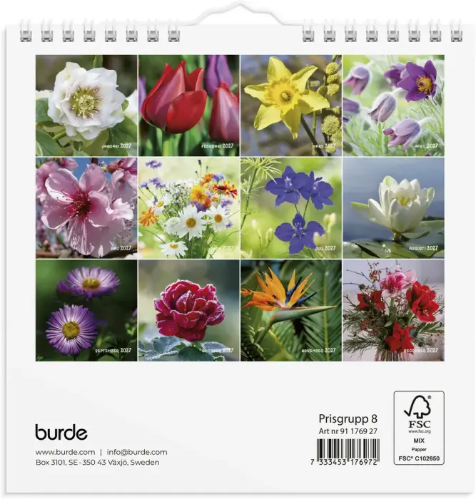 Väggkalender Blommor 2027
