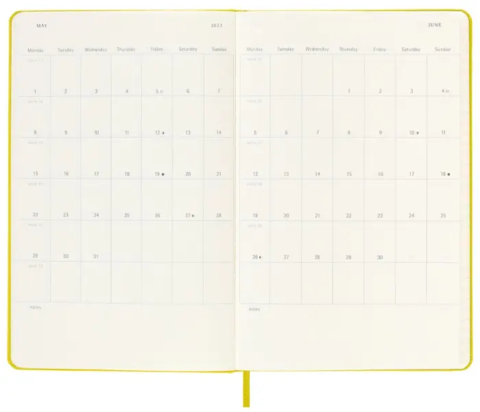 Moleskine Weekly Notebook Hay Yellow hard Large 2023